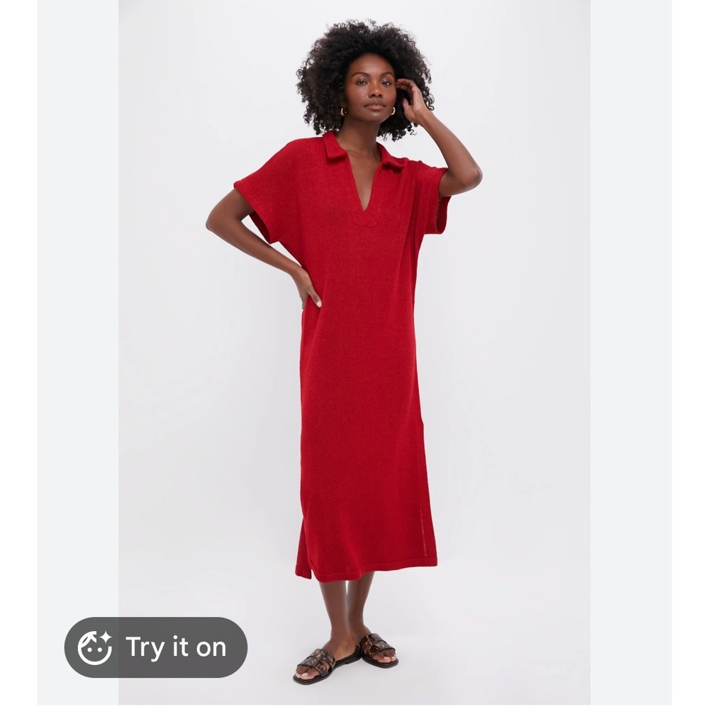 Tuckernuck Pomander Place Maren Red Knit Polo Dress  XS/S Preppy Casual Chic